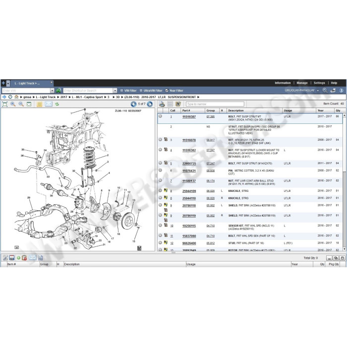 General Motors GM SA South America EPC parts catalog 2017